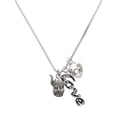 thumbnail image 1 of Delight Jewelry Silvertone Small Viking - Mascot - Love and Lock Charm Necklace, 18"+1", 1 of 4