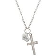 thumbnail image 1 of Delight Jewelry Silvertone Small Wife Heart I Set You Apart Engraved Cross Zoey Necklace, 28", 1 of 4