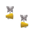 thumbnail image 1 of Delight Jewelry Silvertone Small Yellow Megaphone Silvertone Antiqued Butterfly Post Earrings, 1 of 4
