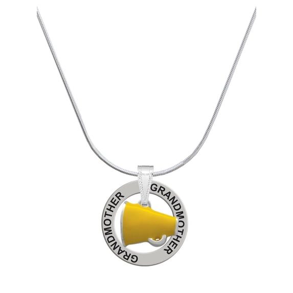 Delight Jewelry Silvertone Small Yellow Megaphone Silvertone Grandmother Ring Charm Necklace, 18"