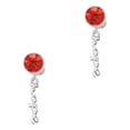 thumbnail image 1 of Delight Jewelry Silvertone Small hope Script Red Crystal Clip on Earrings, 1 of 5