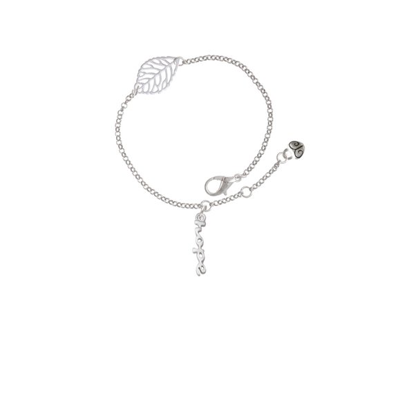 Delight Jewelry Silvertone Small hope Script - Silvertone Leaf Delicate Bracelet, 6.25+1.75"