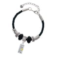 thumbnail image 1 of Delight Jewelry Silvertone Smile with Smiley Face Rectangle Best Friend Celtic Knot Leather Bead Bracelet, 7"+2" Extender, 1 of 4