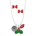 thumbnail image 1 of Delight Jewelry Silvertone Snake Wrapped Around Spinner Christmas Kiss Charm Necklace and Stud Earrings, 1 of 4