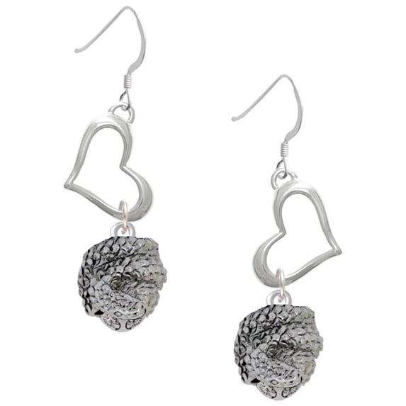 Delight Jewelry Silvertone Snake Wrapped Around Spinner Open Heart French Earrings