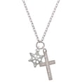 thumbnail image 1 of Delight Jewelry Silvertone Snowflake with Clear Crystal Everlasting Love Engraved Cross Zoey Necklace, 28", 1 of 4
