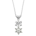 thumbnail image 1 of Delight Jewelry Silvertone Snowflake with Clear Crystal Silver tone Bow Heart Necklace, 1 of 4