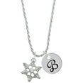thumbnail image 1 of Delight Jewelry Silvertone Snowflake with Clear Crystal Silvertone Script Initial Disc - B - Charm Necklace, 20"+3", 1 of 4