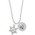 thumbnail image 1 of Delight Jewelry Silvertone Snowflake with Clear Crystal Silvertone Script Initial Disc - V - Charm Necklace, 20"+3", 1 of 4