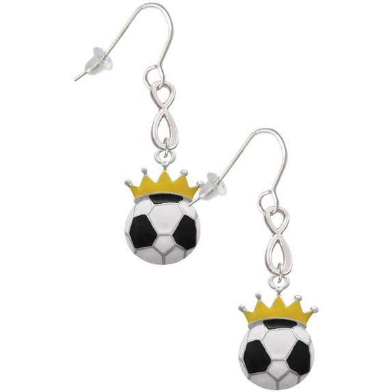 Delight Jewelry Silvertone Soccer ball - Crown Silver tone Infinity French Earrings
