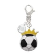 thumbnail image 1 of Delight Jewelry Silvertone Soccer ball - Crown - Silvertone Clip on Charm with Clear Crystal Drop, 1 of 4