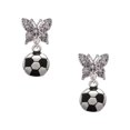 thumbnail image 1 of Delight Jewelry Silvertone Soccer ball Silvertone Antiqued Butterfly Post Earrings, 1 of 4