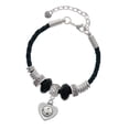 thumbnail image 1 of Delight Jewelry Silvertone Soccer ball in Heart Godmother Celtic Knot Leather Bead Bracelet, 7"+2" Extender, 1 of 4