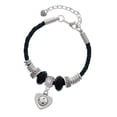 thumbnail image 1 of Delight Jewelry Silvertone Soccer ball in Heart Mom Celtic Knot Leather Bead Bracelet, 7"+2" Extender, 1 of 4