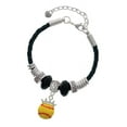 thumbnail image 1 of Delight Jewelry Silvertone Softball optic yellow - Crown Coach Celtic Knot Leather Bead Bracelet, 7"+2" Extender, 1 of 4