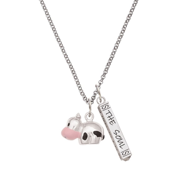 Delight Jewelry Silvertone Spotted Cow Silvertone Hope Anchors the Soul Bar Charm Necklace, 23"