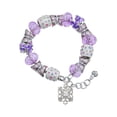 thumbnail image 1 of Delight Jewelry Silvertone Square AB Crystal with Filigree Purple Butterfly Bead Charm Bracelet, 7"+1" Extender, 1 of 1