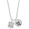thumbnail image 1 of Delight Jewelry Silvertone Square AB Crystal with Filigree Silvertone Script Initial Disc - N - Charm Necklace, 20"+3", 1 of 4