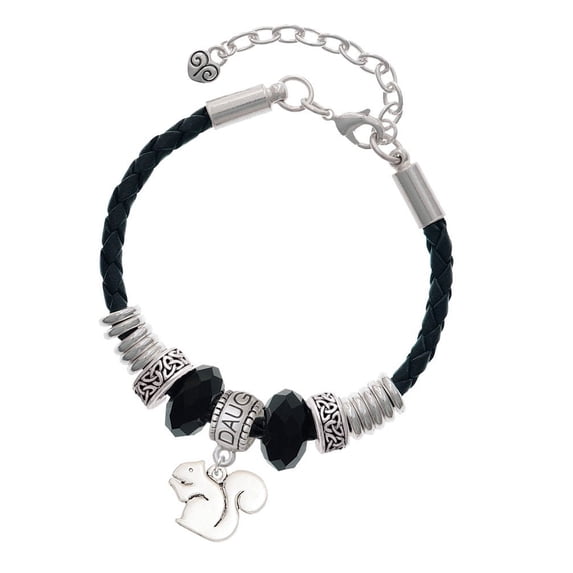 Delight Jewelry Silvertone Squirrel Daughter Celtic Knot Leather Bead Bracelet, 7"+2" Extender