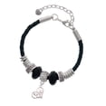 thumbnail image 1 of Delight Jewelry Silvertone Squirrel in Heart - Grandmother Celtic Knot Leather Bead Bracelet, 7"+2" Extender, 1 of 4