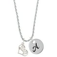 thumbnail image 1 of Delight Jewelry Silvertone Stallion Silhouette Heart Silvertone Script Initial Disc - A - Charm Necklace, 20"+3", 1 of 4