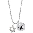 thumbnail image 1 of Delight Jewelry Silvertone Star Of David Silvertone Script Initial Disc - W - Charm Necklace, 20"+3", 1 of 4