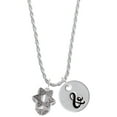 thumbnail image 1 of Delight Jewelry Silvertone Star of David Spinner Silvertone Script Initial Disc - & - Charm Necklace, 20"+3", 1 of 4