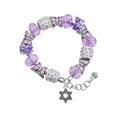 thumbnail image 1 of Delight Jewelry Silvertone Star of David with Beaded Border Purple Butterfly Bead Charm Bracelet, 7"+1" Extender, 1 of 1