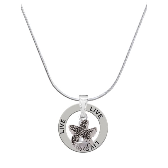 Delight Jewelry Silvertone Starfish Spinner Live Ring Charm Necklace, 18"