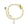thumbnail image 1 of Delight Jewelry Silvertone Stethoscope Gold-tone Paw Infinity Link Chain Bracelet, 6"+2" Extender, 1 of 3