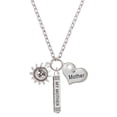 thumbnail image 1 of Delight Jewelry Silvertone Sun Face with Beaded Edging Always My Mother Bar Zoe Necklace, 1 of 4