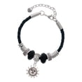 thumbnail image 1 of Delight Jewelry Silvertone Sun Face with Beaded Edging Granddaughter Celtic Knot Leather Bead Bracelet, 7"+2" Extender, 1 of 4