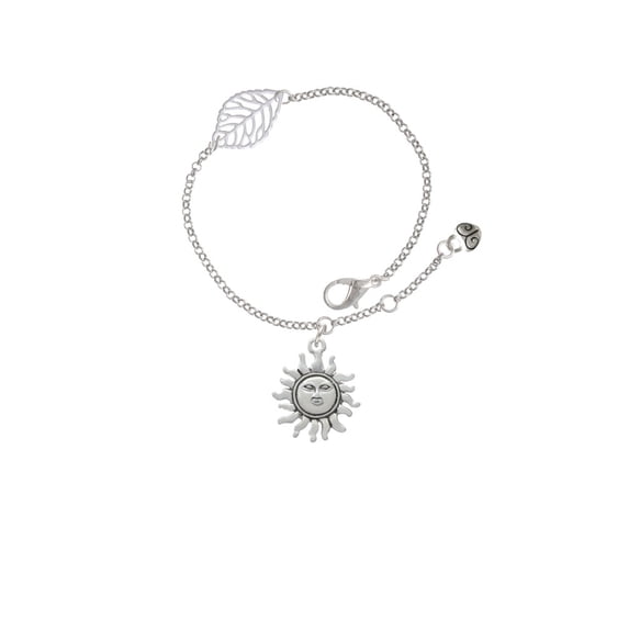 Delight Jewelry Silvertone Sun - Silvertone Leaf Delicate Bracelet, 6.25+1.75"