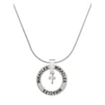 thumbnail image 1 of Delight Jewelry Silvertone Super Mini Simple Cross Miracles Ring Charm Necklace, 18", 1 of 4