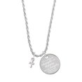 thumbnail image 1 of Delight Jewelry Silvertone Super Mini Simple Cross She is Clothed in Stength and Dignity Charm Necklace, 20"+3", 1 of 4
