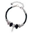 thumbnail image 1 of Delight Jewelry Silvertone Super Mini Simple Cross Sister Celtic Knot Leather Bead Bracelet, 7"+2" Extender, 1 of 4
