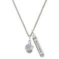 thumbnail image 1 of Delight Jewelry Silvertone Survivor with Pink Ribbon on White Spinners Silvertone Mother Daughter Bar Charm Necklace, 23", 1 of 4