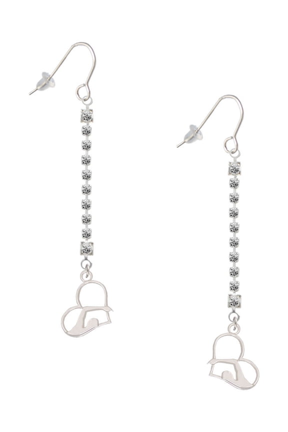Silvertone Swimmer in Heart - Silver-tone Long Sparkle Dangle French Earrings