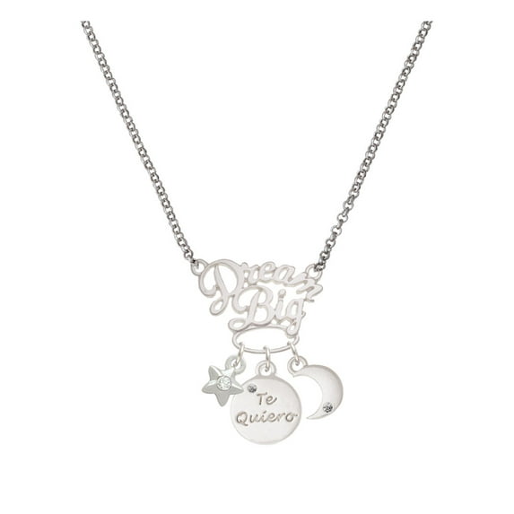 Delight Jewelry Silvertone Te Quiero Disc Silvertone Dream Big Pendant Necklace, 25"