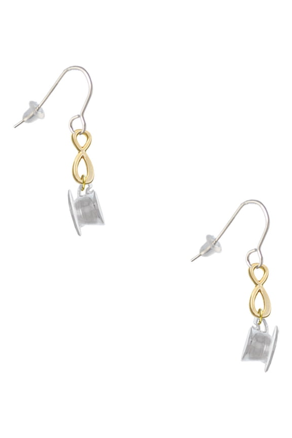 Silvertone Tea Cup Gold Tone Infinity French Earrings