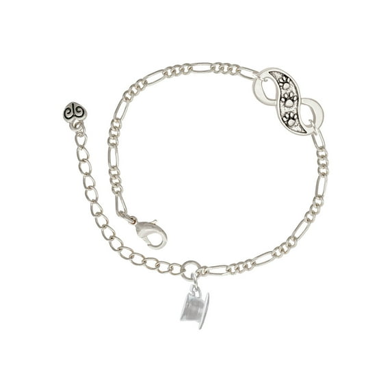 Delight Jewelry Silvertone Tea Cup Silver-tone Paw Infinity Link Chain Bracelet, 6"+2" Extender