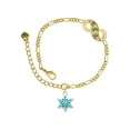 thumbnail image 1 of Delight Jewelry Silvertone Teal Snowflake with Clear Crystal Gold-tone Paw Infinity Link Chain Bracelet, 6"+2" Extender, 1 of 3