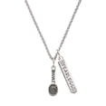 thumbnail image 1 of Delight Jewelry Silvertone Tennis Racquet Silvertone Fearless Bar Charm Necklace, 23", 1 of 4