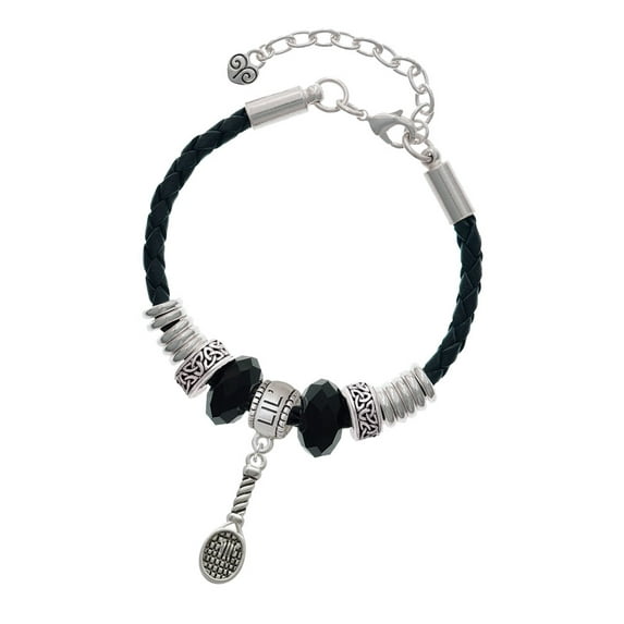 Delight Jewelry Silvertone Tennis Racquet Sister Celtic Knot Leather Bead Bracelet, 7"+2" Extender