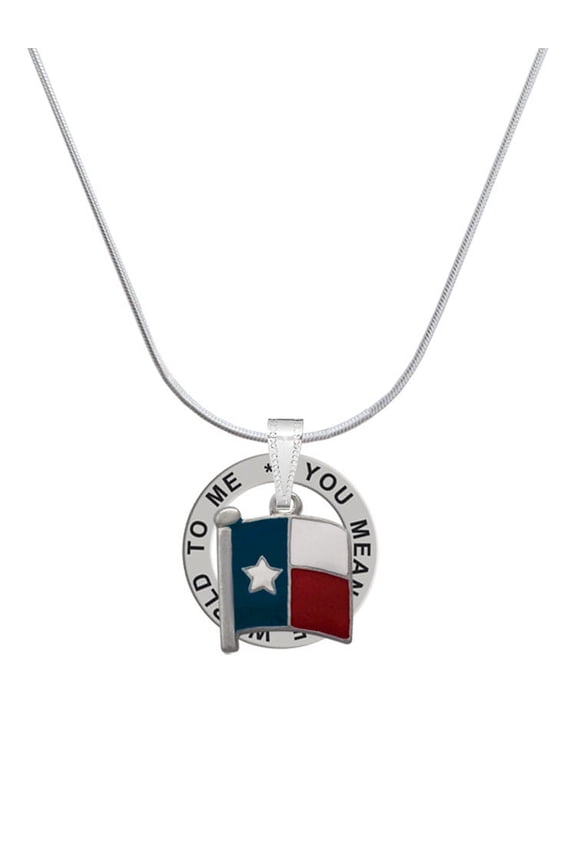 Silvertone Texas Flag - Lone Star Silver-tone You Mean the World to Me Ring Necklace, 18"