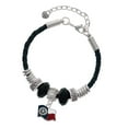 thumbnail image 1 of Delight Jewelry Silvertone Texas Flag - Ranger Best Friend Celtic Knot Leather Bead Bracelet, 7"+2" Extender, 1 of 4
