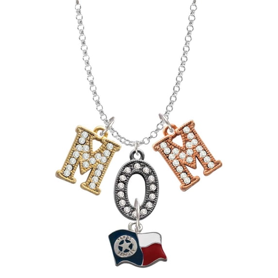 Delight Jewelry Silvertone Texas Flag - Ranger Multi-Colored Crystal Mom Charm Necklace
