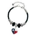 thumbnail image 1 of Delight Jewelry Silvertone Texas Lone Star Heart Mother Celtic Knot Leather Bead Bracelet, 7"+2" Extender, 1 of 1