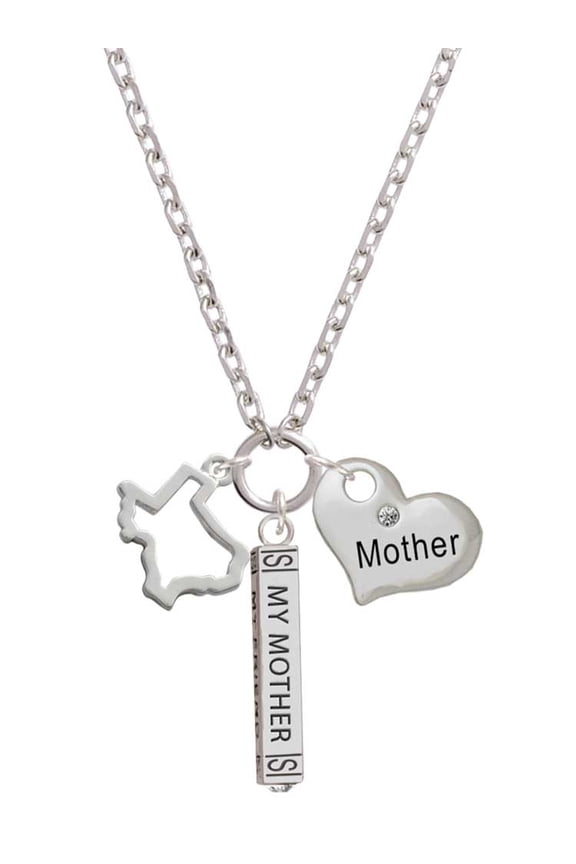 Silvertone Texas Outline Always My Mother Bar Zoe Necklace