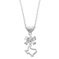 thumbnail image 1 of Delight Jewelry Silvertone Texas Outline Silver tone Bow Heart Necklace, 1 of 1